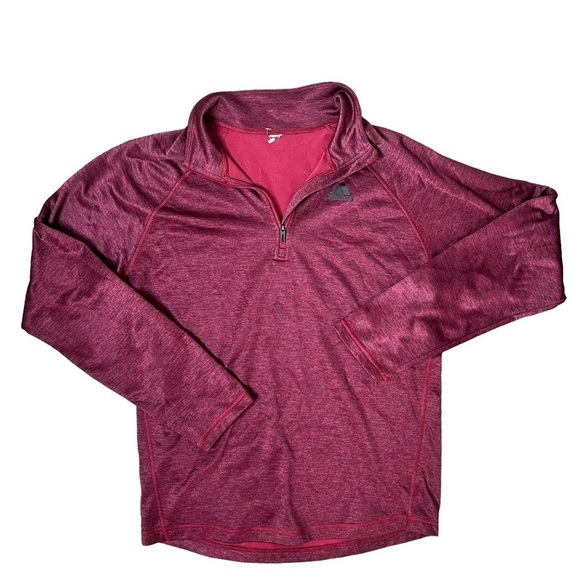 Adidas Climalite Burgundy Red Long Sleeve Half Zip Athletic Top Size Large - Picture 3 of 14